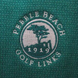 adidas Mens L/S "Pebble Beach Golf Links" Green Stretch 1/4 Zip Sweater - Medium